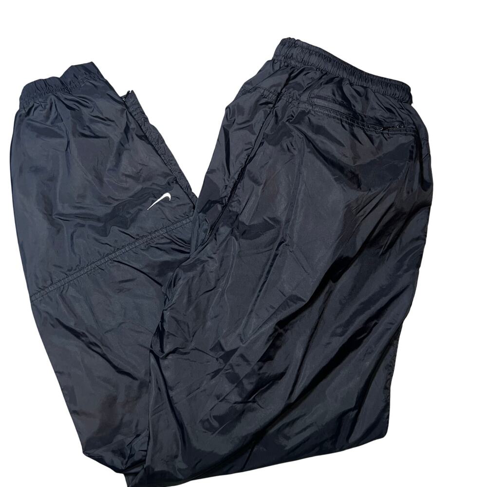 Vintage Y2K Nike Swoosh Black  lined windbreaker track pants Men LG